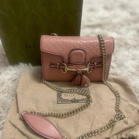 Gucci Emily Guccissima Pink Small Crossbody Bag Horse-bit embellishment - Picture 11 of 15